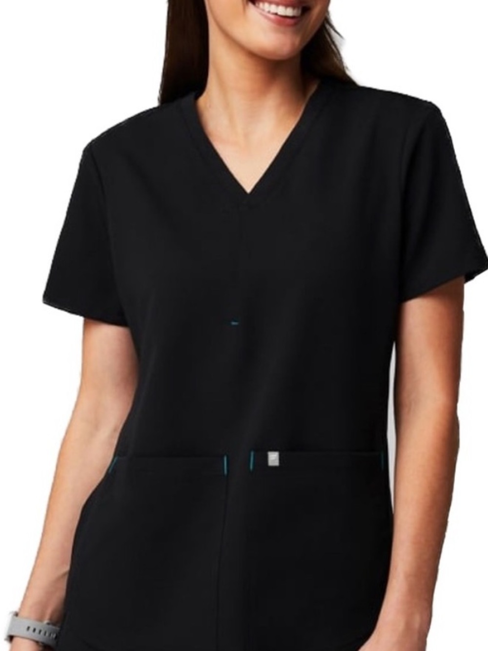 Fabletics Black V-Neck Short Sleeve Scrub Top